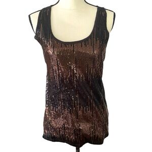 Christine Gerard Brown & Black Sequin Tank Top Size (S)